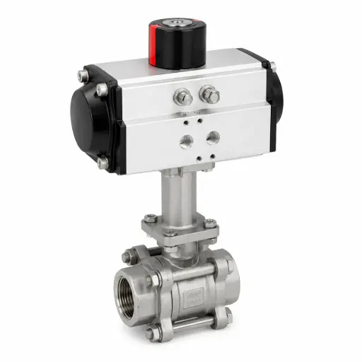 2-Way Stainless Steel Ball Valve, PTFE-free with pneumatic actuator
